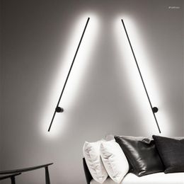 Wall Lamp Nordic Simple Line Long With Plug Switch Living Room Decor Lights Bedroom Exhibition Hall Corridor