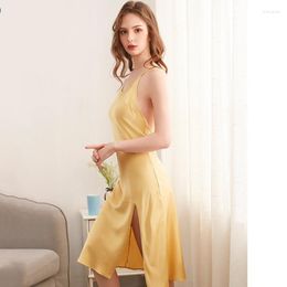 Women's Sleepwear Summer Nightdress Mid-length Homewear Imitation Silk Suspender Sleep Wear Night Dress Lingerie Sexy Tops