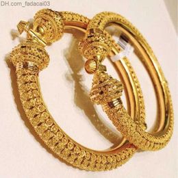 Bangle Bangle 24k Luxury wedding Dubai Bangles Gold Colour Bangles For Women Girls Wedding Bride India Bangles Bracelets Jewellery Gift Can Open 230519 Z230630