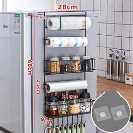 Feeding 2/4/6 Layer Refrigerator Side Shelf Organizer Hanging Wall Shelf Fridge Storage Rack Paper Towel Holder Kitchen Spice Organizer