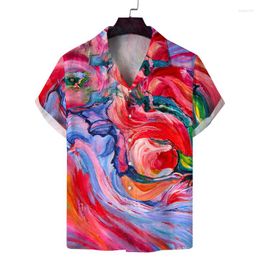 Men's Casual Shirts 3D Tiger Graffiti Printing For Men Clothing Animal Pattern Short Sleeve Fashion Lapel Blouse Oversized Cardigan Y2k Tops