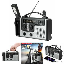 Radio Portable Solar Powered Hand Crank Radio Am Fm Sw1 Sw2 Multiband Radio with Flashlight Led Reading Light Outdoor Emergency Radio