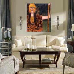 Golden Canvas Art Pallas Athene (luxury Line) Gustav Klimt Painting Handmade Artwork Luxury Hotel Decor