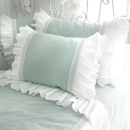 Pillow Case 2Pcs Cotton Lace Round Embroidery White Princess Pillow Case Korean Fashion Ruffles Pillowcase 230629