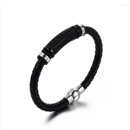 Charm Bracelets Style! 2023 Latest Leather Vintage Black Bracelet For Gentleman Jewelry Order 10pcs !