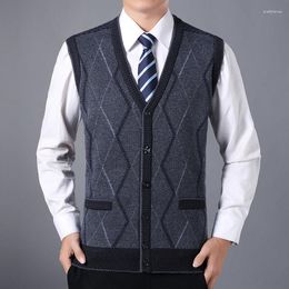 Men's Vests Business Casual Outer Wear Warm Sleeveless Men's Cardigan Knitted Sweater Vest Male Tops