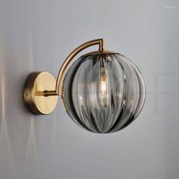 Wall Lamp Nordic Corridor Model Room Living TV Background Light Bedroom Creative Globe Glass Bedside