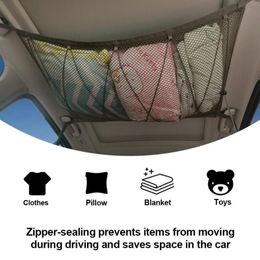 Car Organizer Portable Ceiling Storage Net Pocket Roof Interior Cargo Bag Trunk Pouch Sundries For SUV