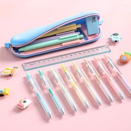 Silicone Pencil Pen Cartoon Stationery Bag Holder Waterproof Makeup Zippered For Office School