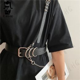 Belts Fashion Leather For Women Luxury Vintage Corset Waist Chain Bondage Sexy Body Harness Strap Accessories All-Match Gothic