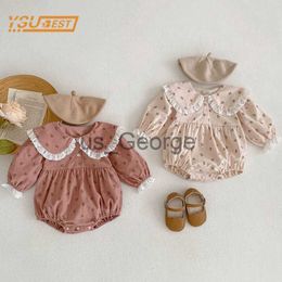 Clothing Sets Newborn Sweet Autumn Kids Baby Girls Rompers Infant Baby Girls Long Sleeve Lace Collar Printing Rompers Clothes Baby Girl Romper J230630