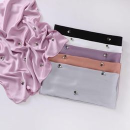 Scarves Chiffon Hijab Scarf Women Shiny Artificial Diamonds Headscarf Solid Color Of Macaron 175 70cm Foulard Female Handmade DIY