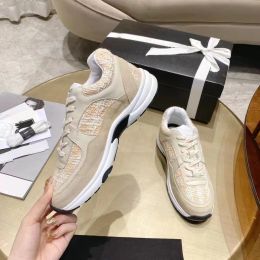 Designer Running Shoes Channel Sneakers Women Lace-up Sports Shoe Casual Trainers Classic Sneaker Woman 35-46