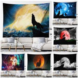 Other Home Decor Animal Wolf Tapestry Hanging Hippie Room Decor Animal Landscape Tapestry Aesthetic Home R230630