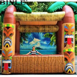 3M/4M Outdoor opened 3m Lx2.5mW inflatable Tiki bar with palm tree portable drinking pub serving bars for summer beach party