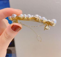 Hair Clips Korean Pearl Leaf Spring Pins For Women Girls Elegant Barrettes Hairpins Hairgrips Headwear Accessories