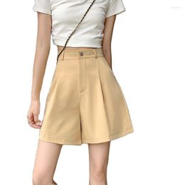 Women's Shorts Korean Fashion Women Woven High Waist Wide Hem Short Casaul Pants