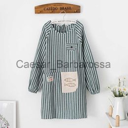 Kitchen Apron Dome Cameras Fashion Women Men's Adjustable Cotton Linen Advanced Kitchen Apron Striped Waterproof Stainproof Cooking Restaurant Aprons x0630