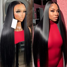 26Inch 13x6 Lace Front Wig Brazilian Bone Straight Human Hair Wig HD Transparent Glueless Lace Frontal Full Lace Wig