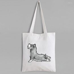 Shopping Bags Funny Dog Yoga Bag Animal Prints Purses For Boutique Custom Print Canvas Tote