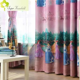 Curtains American Style Princess Figure Blackout Curtains for Girl Bedroom Window Treatments Cartoon Tulle for Kids Room Cute Roman Blind