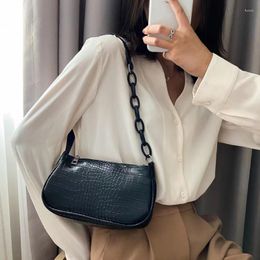 Evening Bags Casual Women Shoulder Bag PU Leather Solid Color Hand Crocodile Stripe Fashion Underarm Bao Luxury Lady Wallet