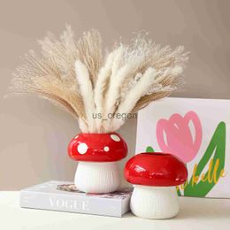 Vases Creative Ceramic Mushroom Art Vases Flowers Botany Floral Organ Home Decor Living Room Bedroom Bookcase Mesa Glass Hydroponic x0630