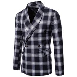 2019 New Mens Paild Blazers 3 Colours England Style Slim Fit Lapel Neck Casual Suit Tops Plus Size M - 4XL248r
