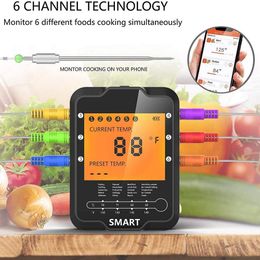 Number Airmsen Wireless Bluetooth Remote Digital Kitchen Cooking Food Meat Backlight Thermometer with Probe for Bbq R Grill Oven