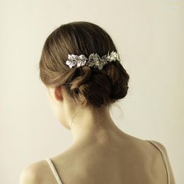 Hair Clips Silver Color Leaf Long Comb Wedding Vine Accessoires Vintage Bridal Headband Jewelry Women Headpiece