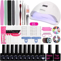 Nail Polish Set Acrylic Kit for Extension Gel Quick Building Poly UV With LED Lamp Tool T23630