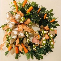 Decorative Flowers Door Decorations Hanging Outdoor All Year Easter Wreath For Front Cute With Gold Eggs Wire Pumpkin Frames