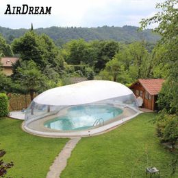 6M-12M Outdoor Customised transparent inflatable swimming pool cover dome with white covered ceiling from China factory