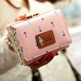 2023 Leather Wallet Women Lady Short Coin Pouch Women's Purse New Kawaii Girl Small Change Wallets Coin Bag 3 Fold Coin Purse