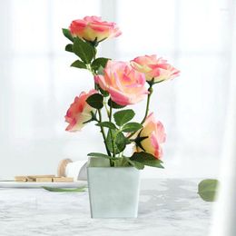 Decorative Flowers 1Pc Mini Portable Artificial Rose Fake Flower Plant Miniascape Pograph Prop Wedding Home Bonsai Decor Attractive