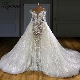 Urban Sexy Dresses Two Pieces Lace Pearls Dubai Wedding Couture Middle East Bridal Gowns Bride Illusion Beaded 230629