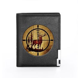 Cool Hunting Elk Hunter Wallet Classic Men Women Leather Short Billfold Slim Credit Card/ID Holders Money Bag Male Purses