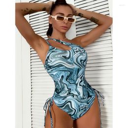 Women's Swimwear Sexy Marble Print One Piece Bathing Suit Bikini 2023 Bandage Bodysuit Fashion Brazil Push Up Beachwear