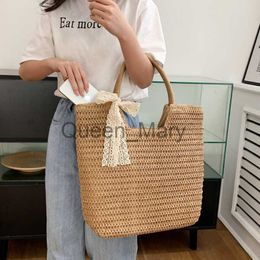 Evening Bags Dome Cameras Fashion Large Capacity Shoulder Shopper Totes Women Straw Woven Beach Bag Basket Handbag Bohemia Rattan Knitted Top Handle Bag J230630