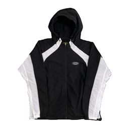 Mens Jackets Print Crz Zipper Hoodie Windproof Sports Suit Trend Contrast Panel Coat
