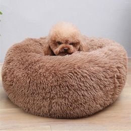 Cat Beds 80cm Super Soft Pet Bed Kennel Dog Round Winter Warm Sleeping Bag Long Plush Large Puppy Cushion Mat Portable Supplies