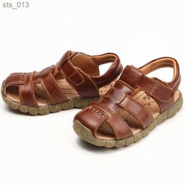 2021 New Kids Children Boys Genuine Leather Sandals For Teenagers Boys Baby Summer White Sandals Shoes 1 3 5 7 9 11 13 Years L230518