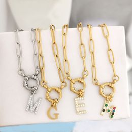 Pendant Necklaces QMHJE Initial Charm A Z Letters Necklace Women Men Choker Gold Silver Color Stainless Steel Chain 45cm Big Small Alphabet DIY 230630