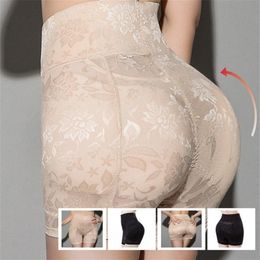 High Waist Women Body Shaper Seamless Bum Lifter Fake Ass Padded Panties Lace Hip Enhancing Underwear Shapewear Sexy Lingerie Y200225G