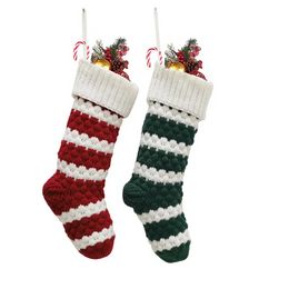 Christmas Knitted Stocking Gift Bags Knit Decorations Xmas Large Personalise Favour Socks G0630