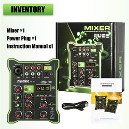 Mixer Dgnog Protable Mini Mixer Dg302 with Bluetooth Usb 48v Phantom Power for Computer Recording Small Family Party Dj Console