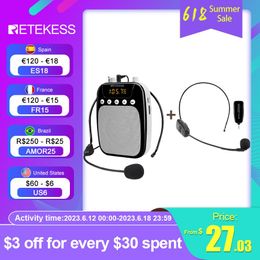 Players Retekess Tr623 Megaphone Portable Voice Amplifier Microphone Speaker Recording with Mp3 Player Fm Radio for Tour Guide Teaching