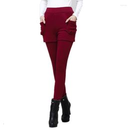 Women's Pants Autumn And Winter For Women Large Size 4xl 5xl Ladies Leggings Thick Velvet False Two-piece Warm Skinny Trousers