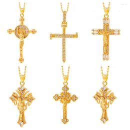 Pendant Necklaces 2023 Multiple Religion Styles Cross Necklace Stainless Steel Chain Gold Colour Men Female Jesus Christian Jewellery Gift