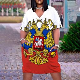 Casual Dresses French Russian USA Flag Elegant For Women Summer Woman 2023 Sexy Dress Women's Party Evening Clothing